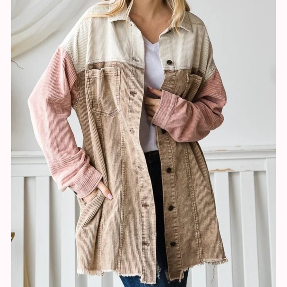 Colorblock Corduroy Jacket